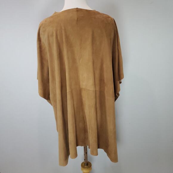 Eskandar Brown Suede Leather Tabard Vest Kimono Open Front Jacket Lagenlook O/S - Picture 10 of 16
